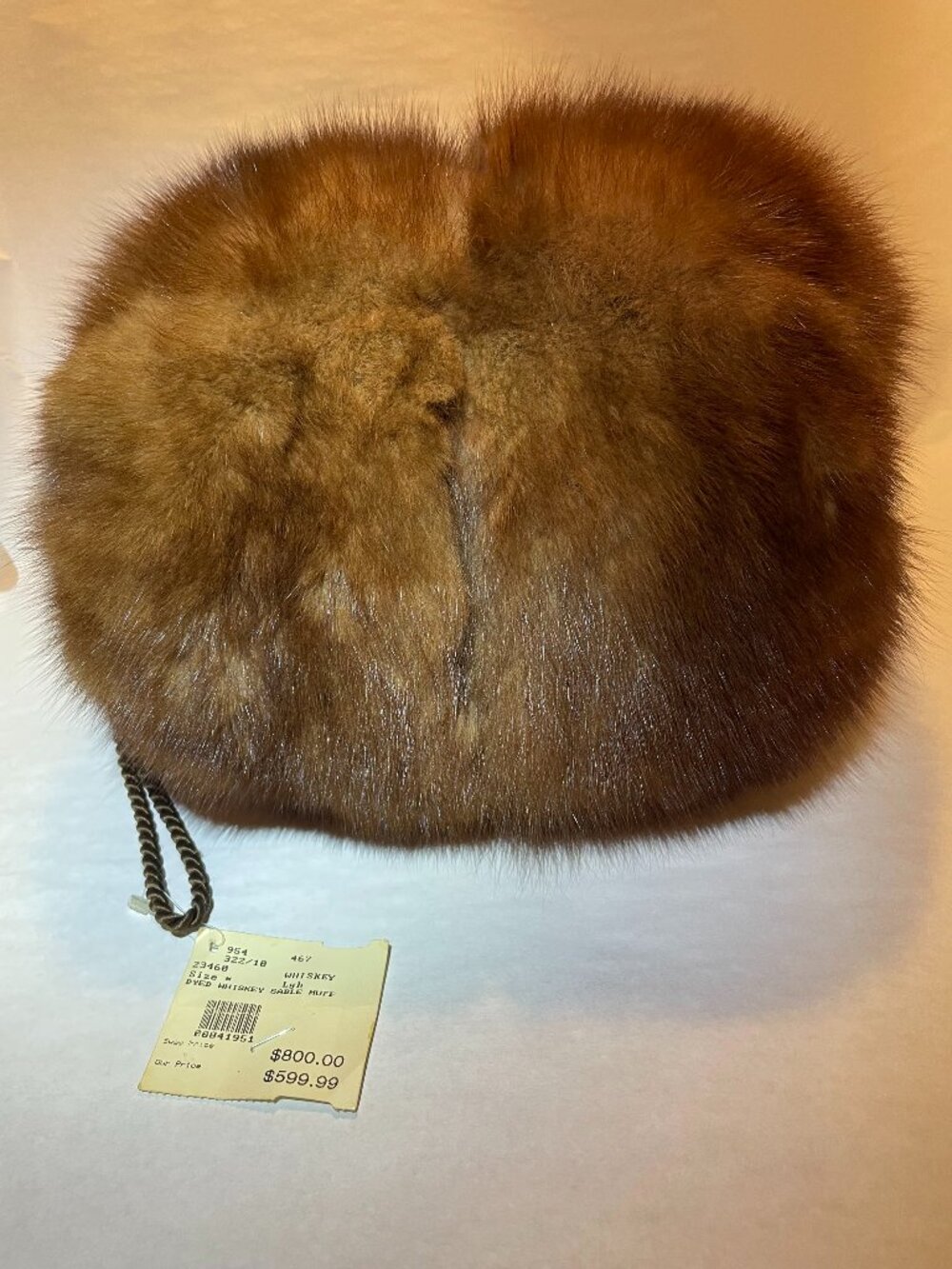 Vintage Genuine Sable Fur Hand Muff w/ Tag